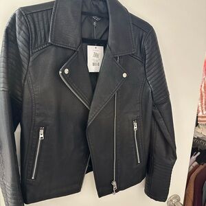 Black Faux Leather Moto Jacket